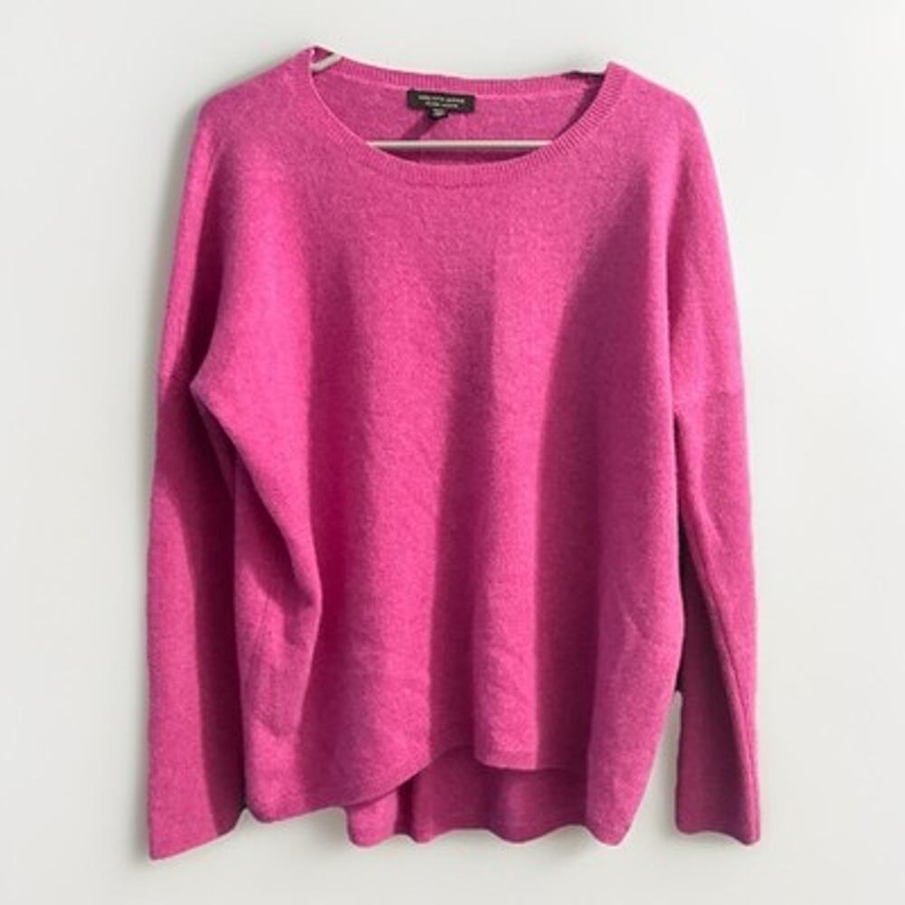 Saks Fifth Avenue 100% Cashmere Sweater Women's Medium Hot Pink Crew Neck
